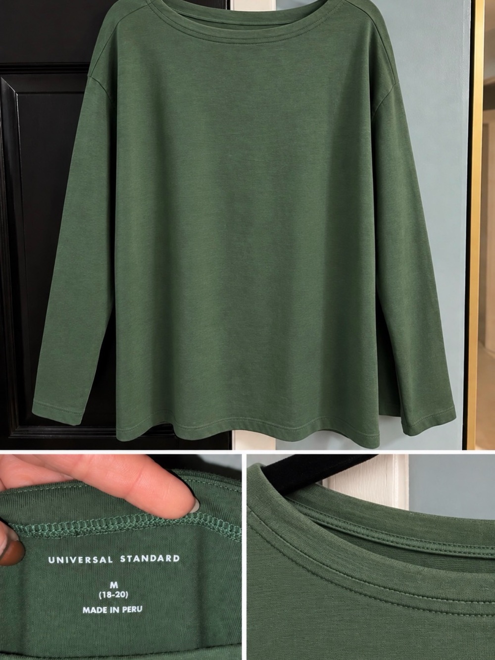 Universal Standard Olive Long-Sleeve Boatneck Top